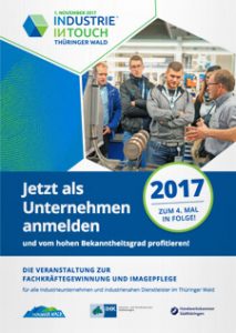 Titelseite Flyer zur Unternehmensakquise für INDUSTRIE INTOUCH Thüringer Wald 2017