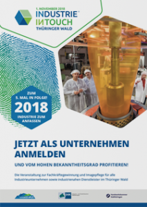 Titelseite Flyer Industrie InTouche Thüringer Wald 2018 - Jetzt als Unternehmen anmelden