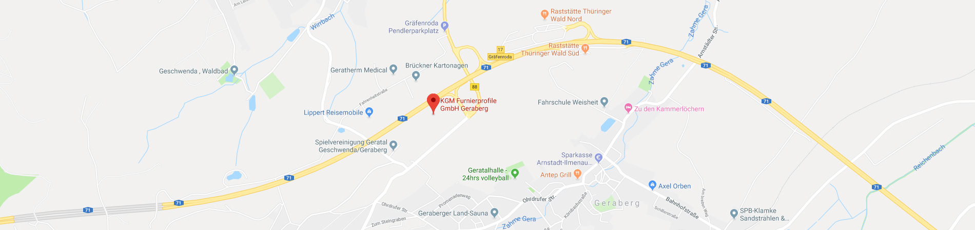 Standortkarte KGM Furnierprofile GmbH für INDUSTRIE INTOUCH Thüringer Wald