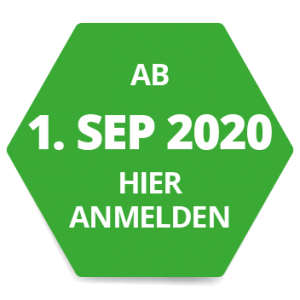 Text: "Ab 1. Sep 2020 hier anmelden" Anmeldestart bei Industrie Intouch
